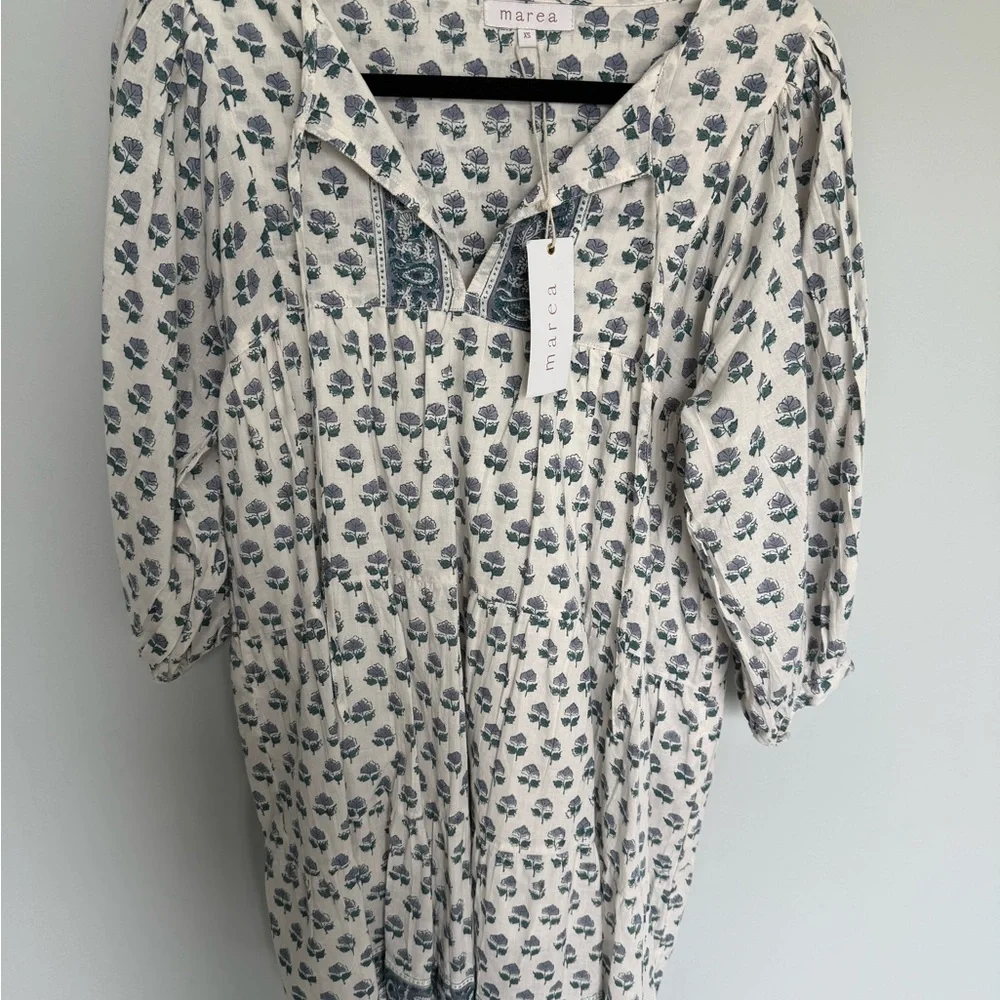 Marea Blue and White Floral Mini Dress - Picture 1 of 2